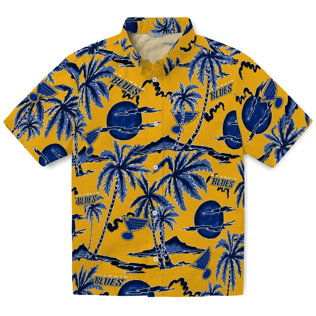 St. Louis Blues Hawaiian Shirt - Palm Sunset | Hula Hawaiian Shirts
