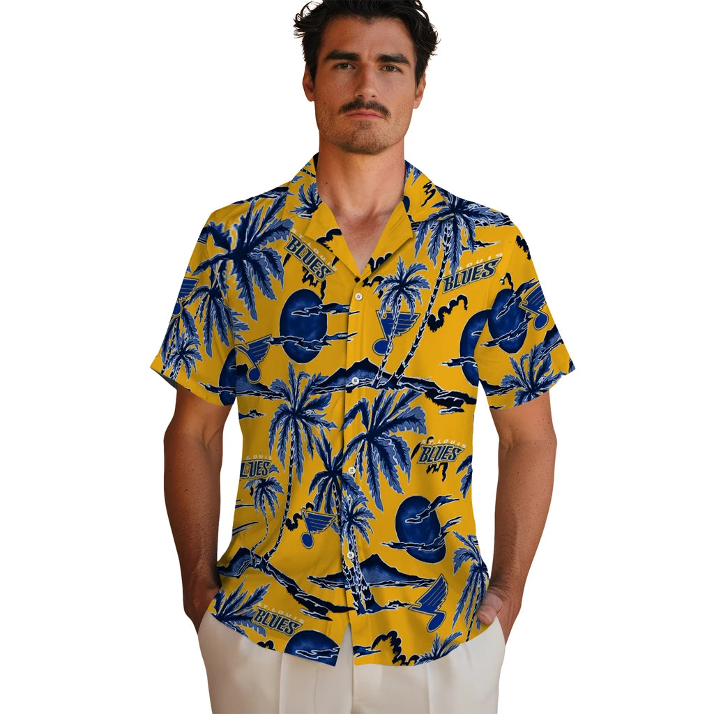 St. Louis Blues Hawaiian Shirt - Palm Sunset | Hula Hawaiian Shirts