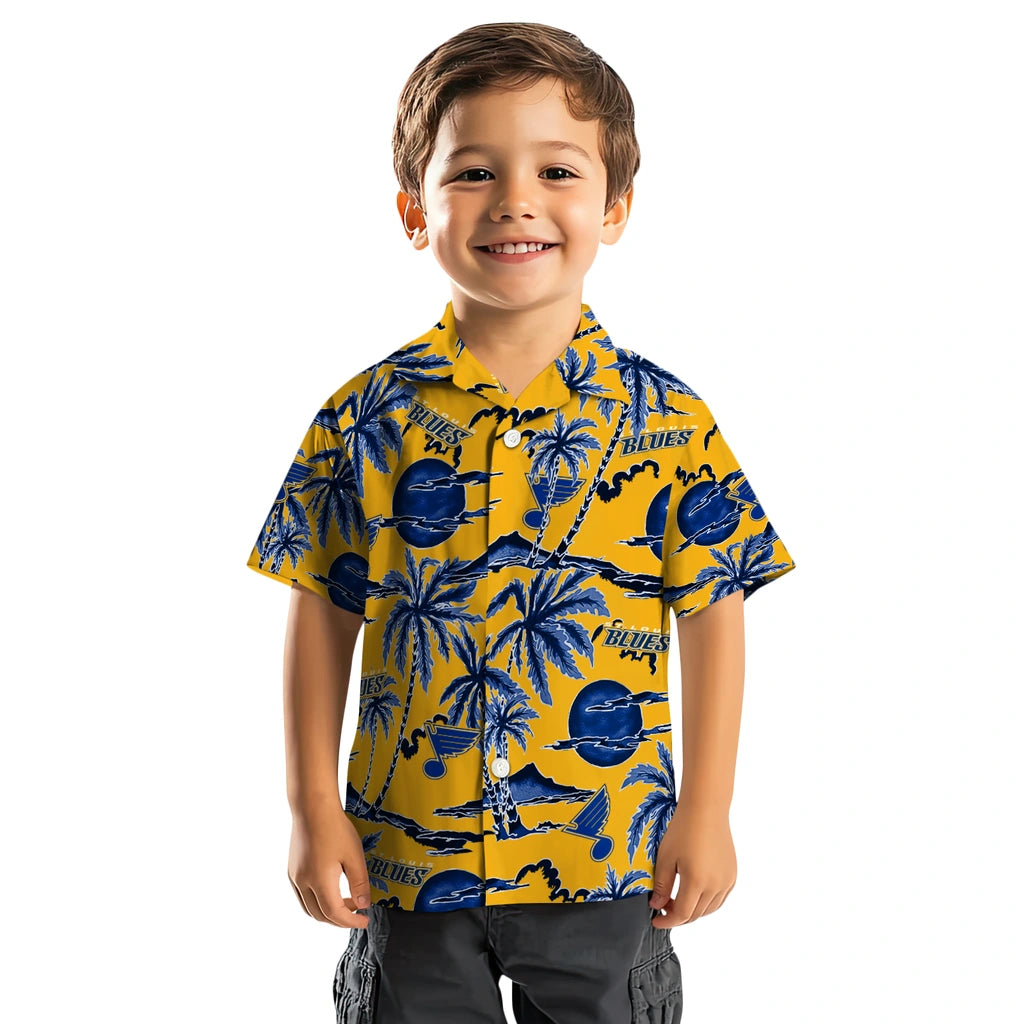 St. Louis Blues Hawaiian Shirt - Palm Sunset | Hula Hawaiian Shirts
