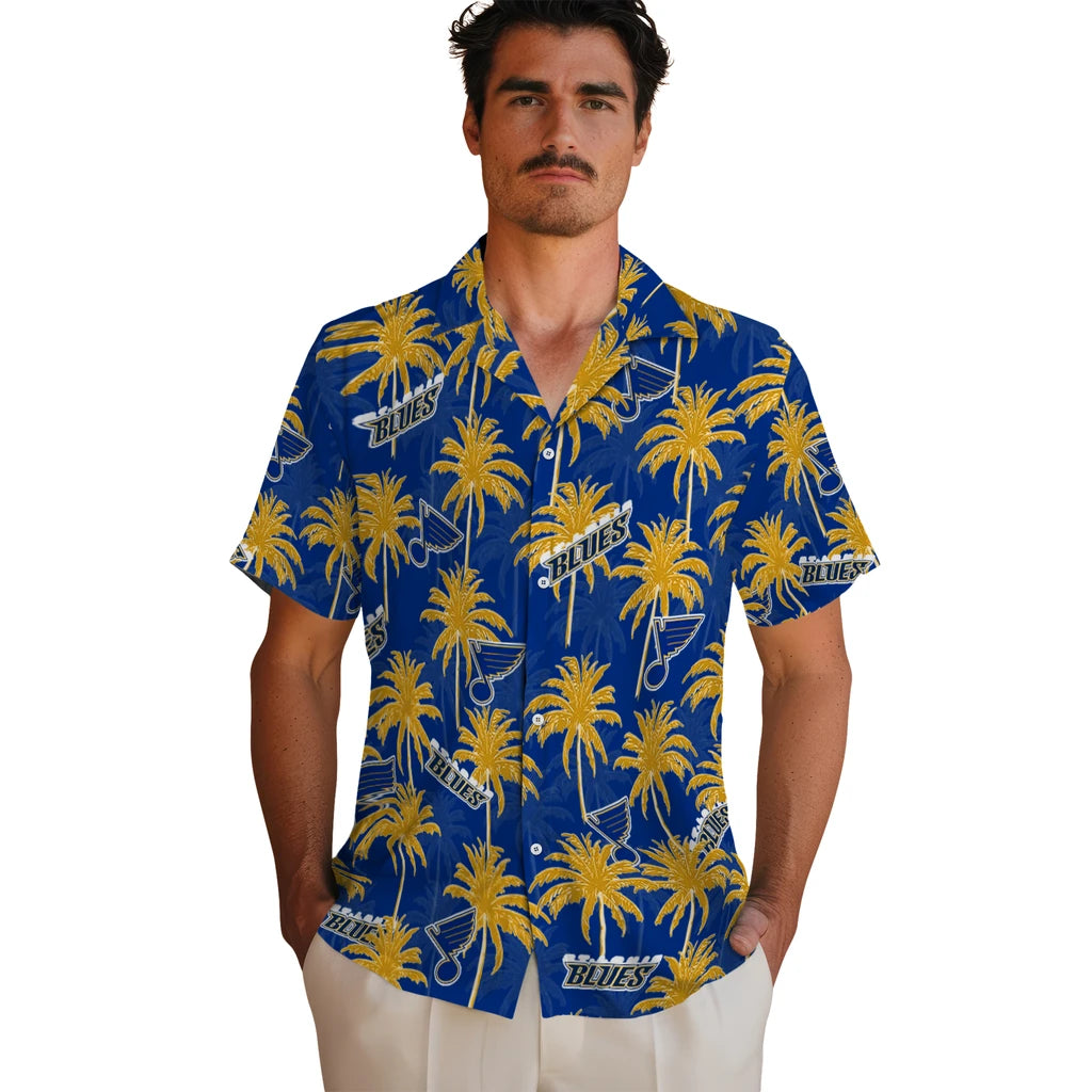St. Louis Blues Hawaiian Shirt - Palm Tree Motif | Hula Hawaiian Shirts
