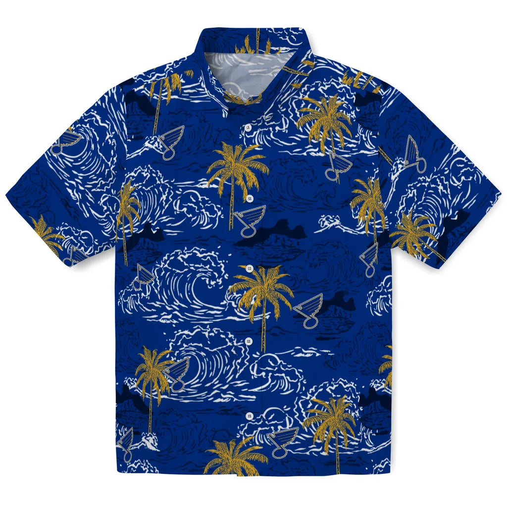 St. Louis Blues Hawaiian Shirt - Wave Palm | Hula Hawaiian Shirts
