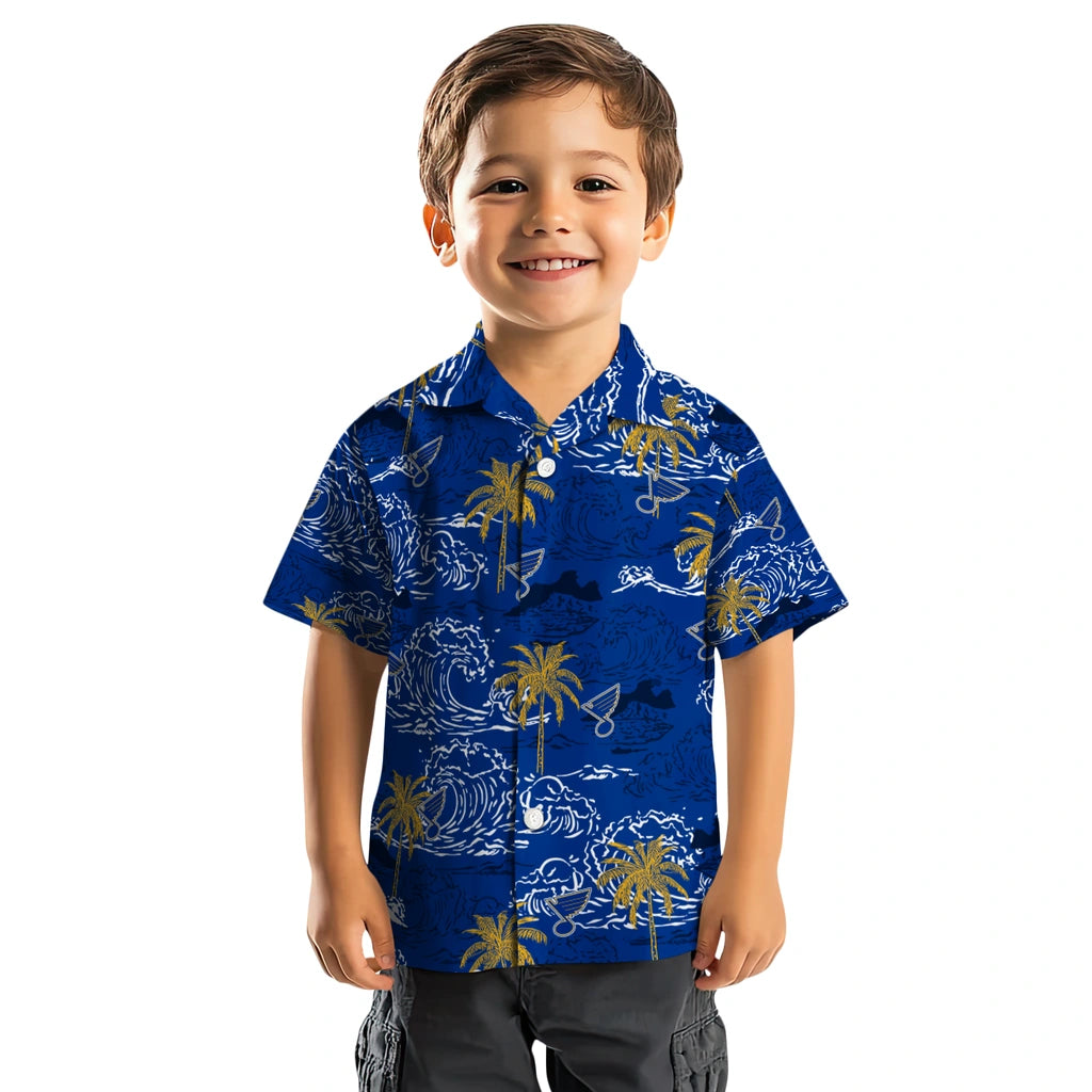 St. Louis Blues Hawaiian Shirt - Wave Palm | Hula Hawaiian Shirts