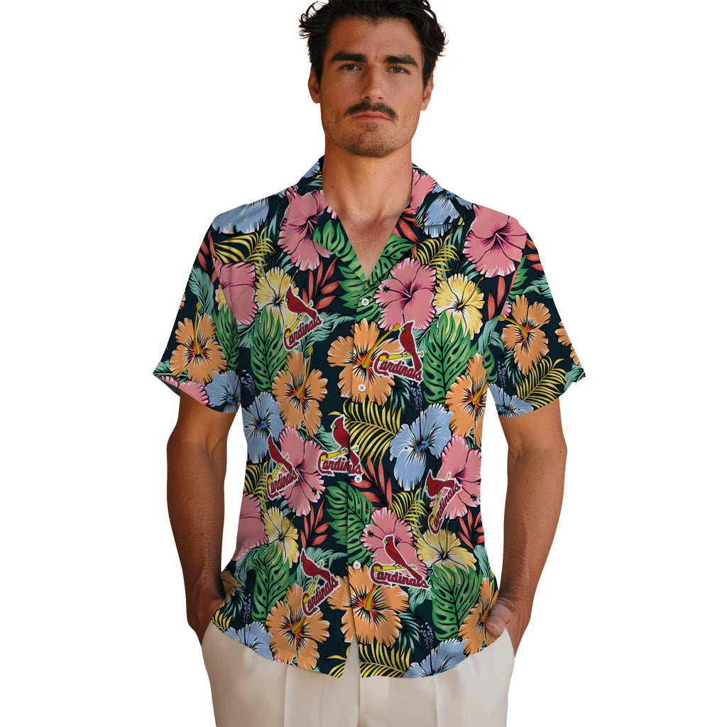 St. Louis Cardinals Hawaiian Shirt - Brilliant Hibiscus Garden | Hula Hawaiian Shirts