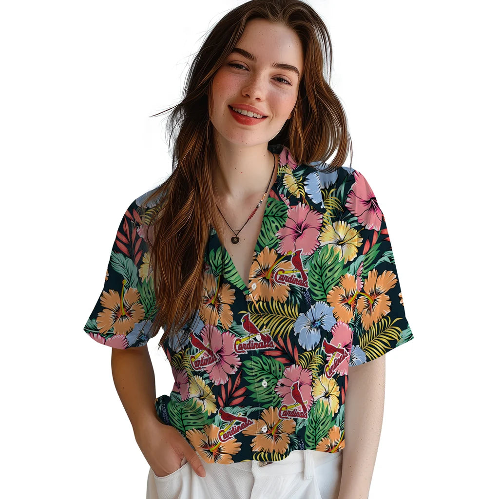 St. Louis Cardinals Hawaiian Shirt - Brilliant Hibiscus Garden | Hula Hawaiian Shirts