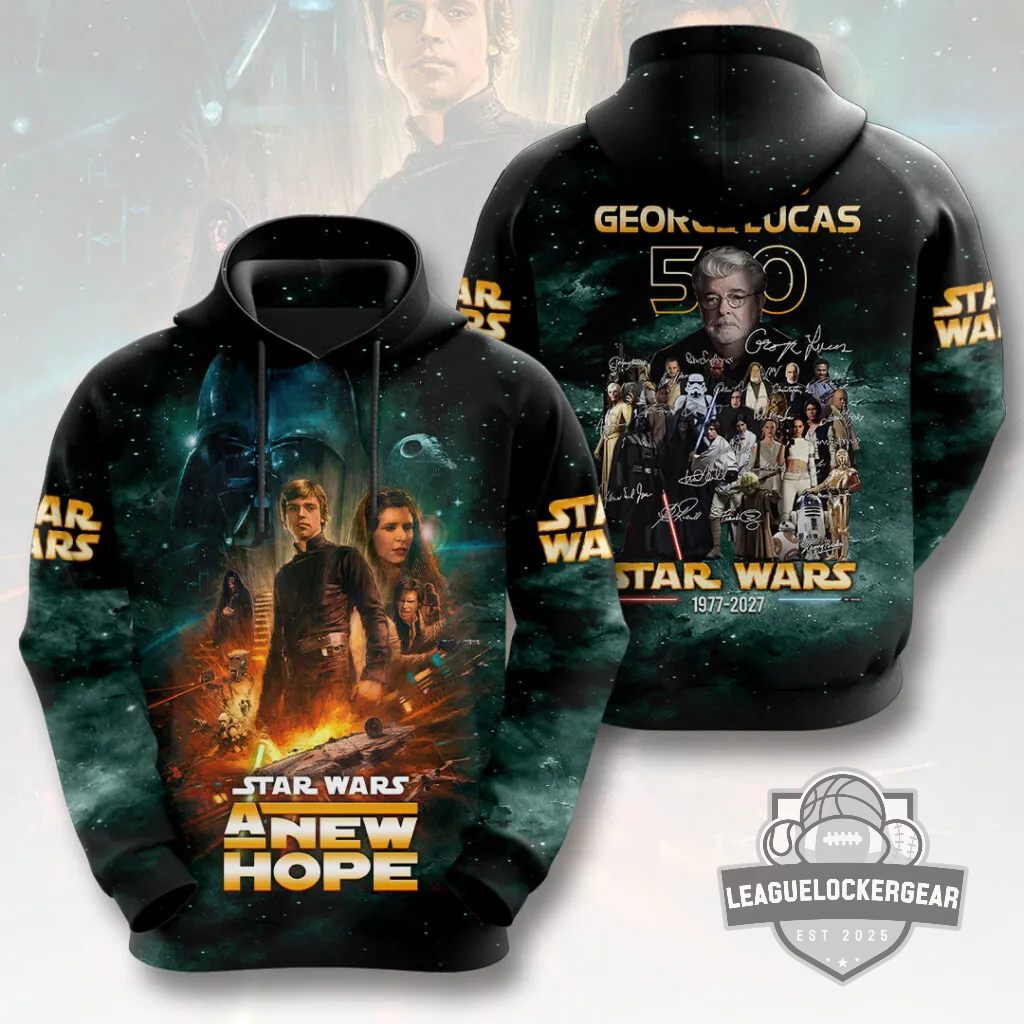 Star Wars 50th Anniversary 1977-2027 Thank You George Lucas Signatures T-Shirt - LeagueLockerGear