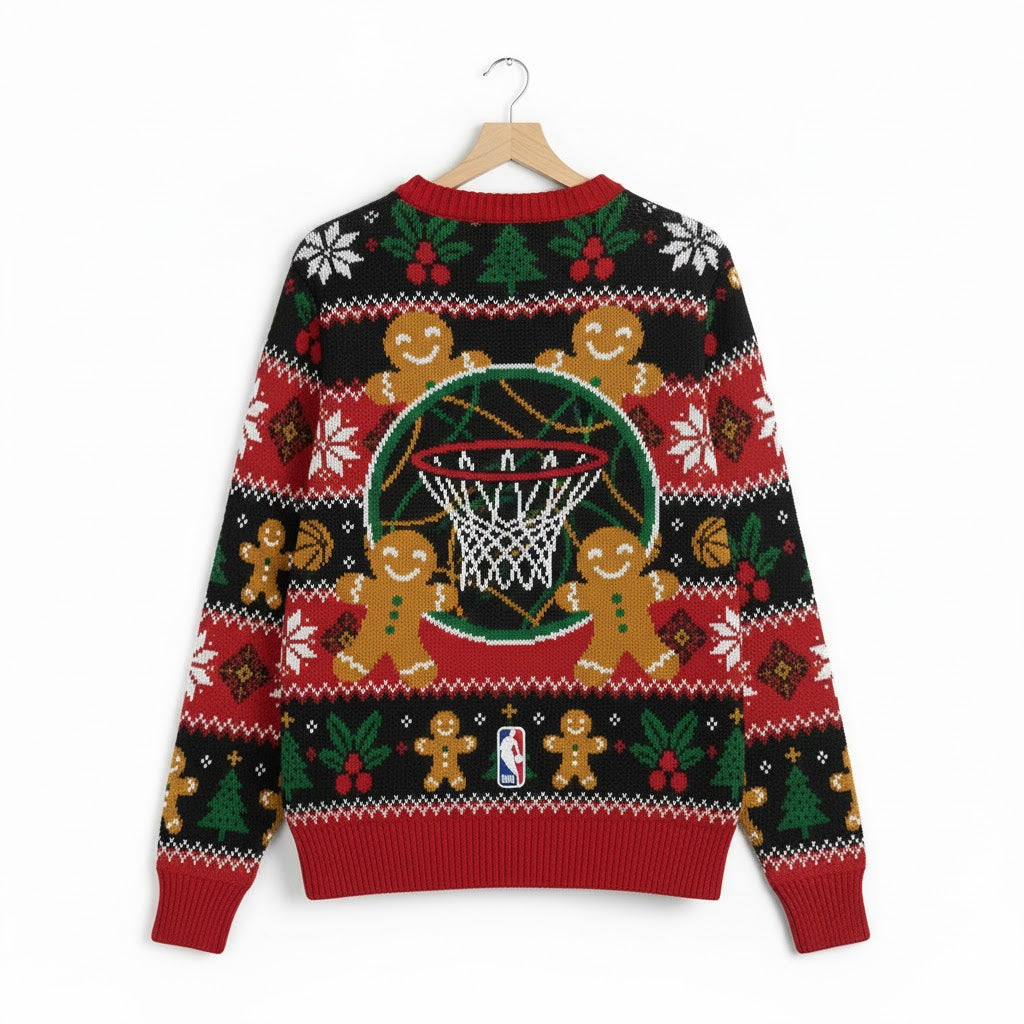 Atlanta Hawks Ugly Christmas Sweater – Hawks Hoops Gingerbread Jumper NBA - LeagueLockerGear