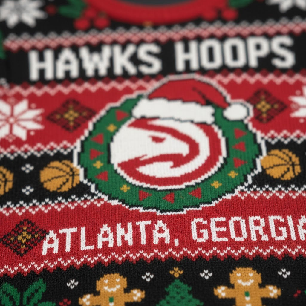 Atlanta Hawks Ugly Christmas Sweater – Hawks Hoops Gingerbread Jumper NBA - LeagueLockerGear