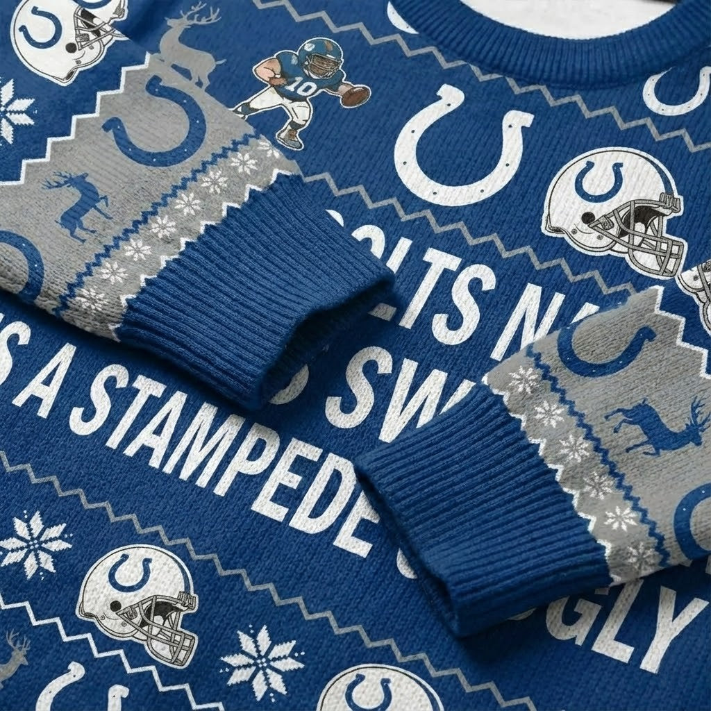 Personalized Indianapolis Colts Ugly Christmas Sweater - Custom Message Horseshoe Nation For Him Her - LeagueLockerGear