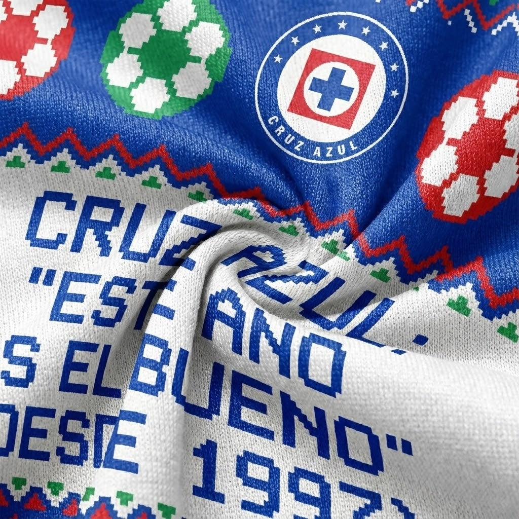 Cruz Azul Liga MX Ugly Christmas Sweater – “Este Año Es El Bueno” Legendary Blue Soccer Pullover - LeagueLockerGear