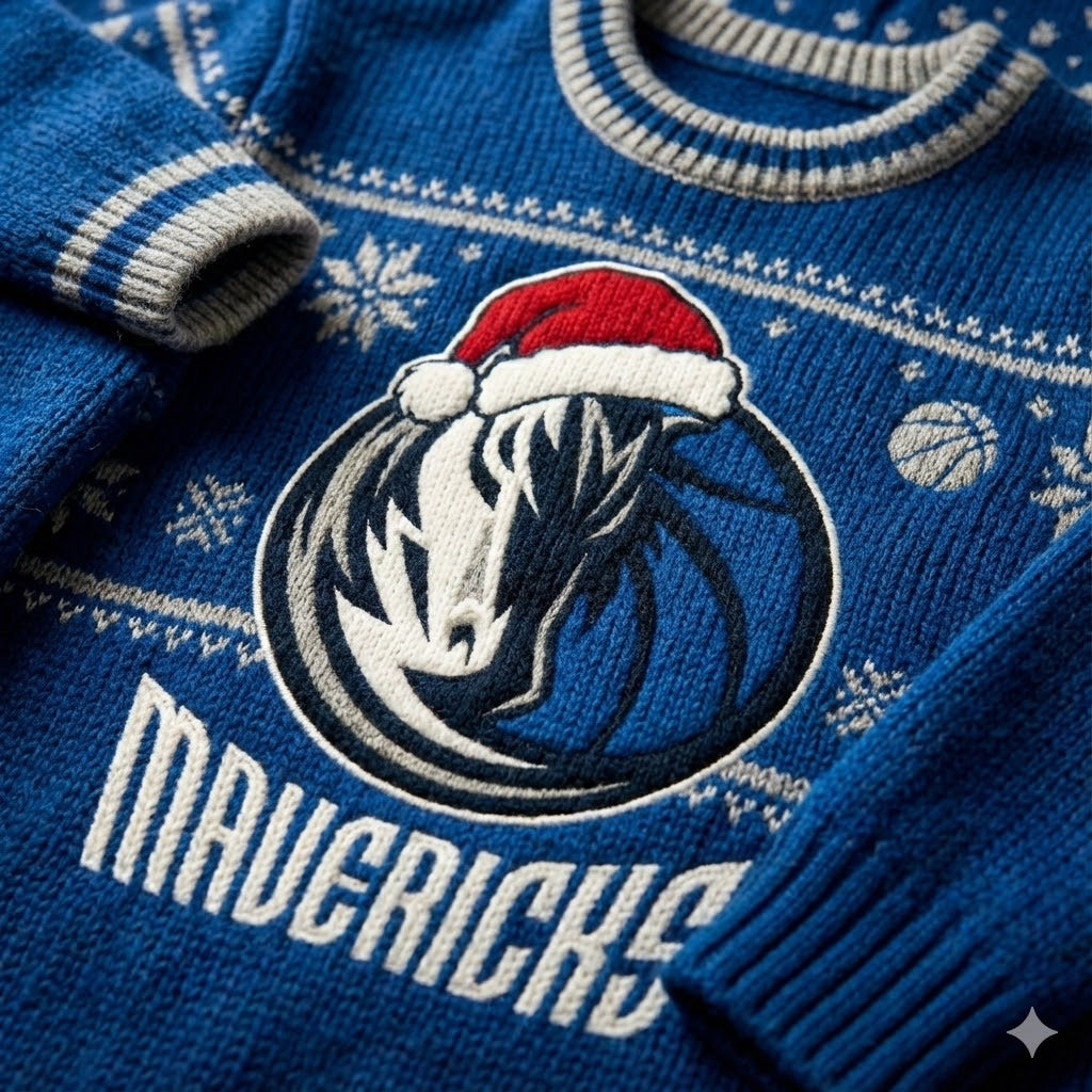 Dallas Mavericks Ugly Christmas Sweater – Santa Claus Exclusive Edition Blue Knitted NBA Fan Apparel - LeagueLockerGear