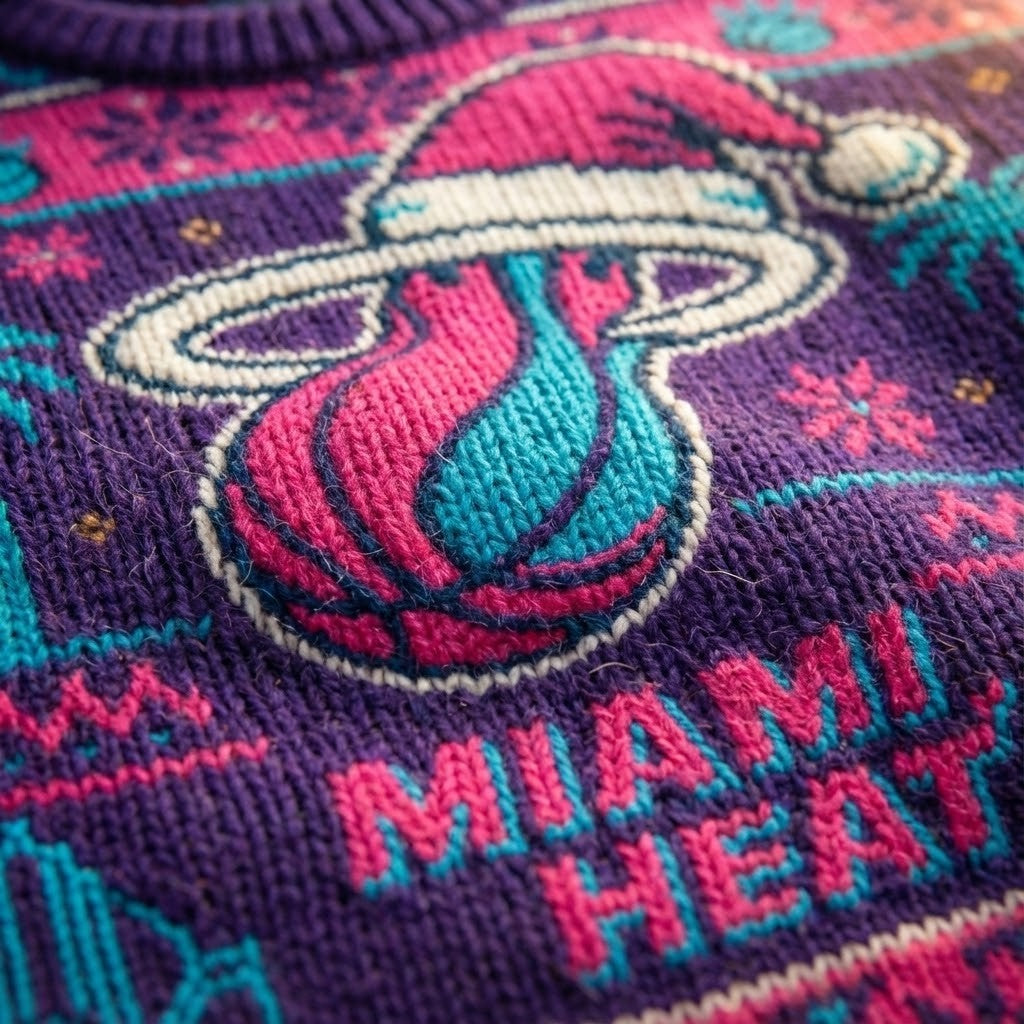 Miami Heat Ugly Christmas Sweater – NBA Vice City Neon Holiday Exclusive Edition - LeagueLockerGear