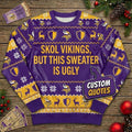 Personalized Minnesota Vikings Ugly Christmas Sweater - DIY Text Skol Nation Purple Pride Sweatshirt - LeagueLockerGear