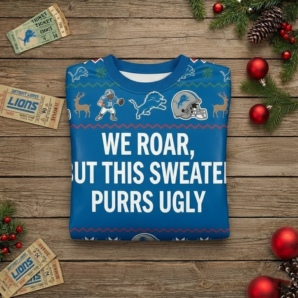 Personalized Detroit Lions Ugly Christmas Sweater - Funny Custom Quote One Pride Holiday Crewneck - LeagueLockerGear