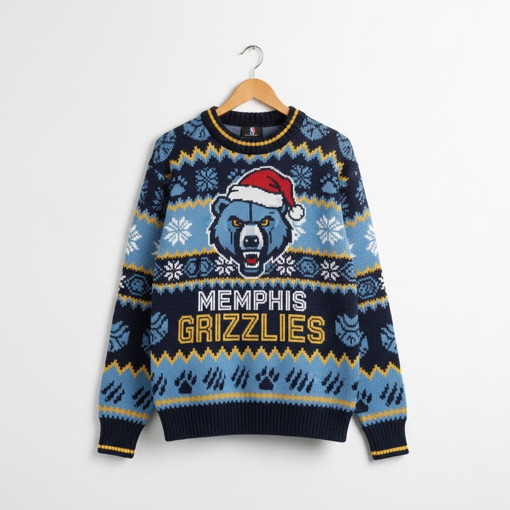 Memphis Grizzlies Ugly Christmas Sweater – Grizzly Bear Exclusive Snow Day For NBA Fans - LeagueLockerGear