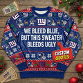 Personalized NY Giants Ugly Christmas Sweater - Big Blue Wrecking Crew Custom Holiday Jumper - LeagueLockerGear