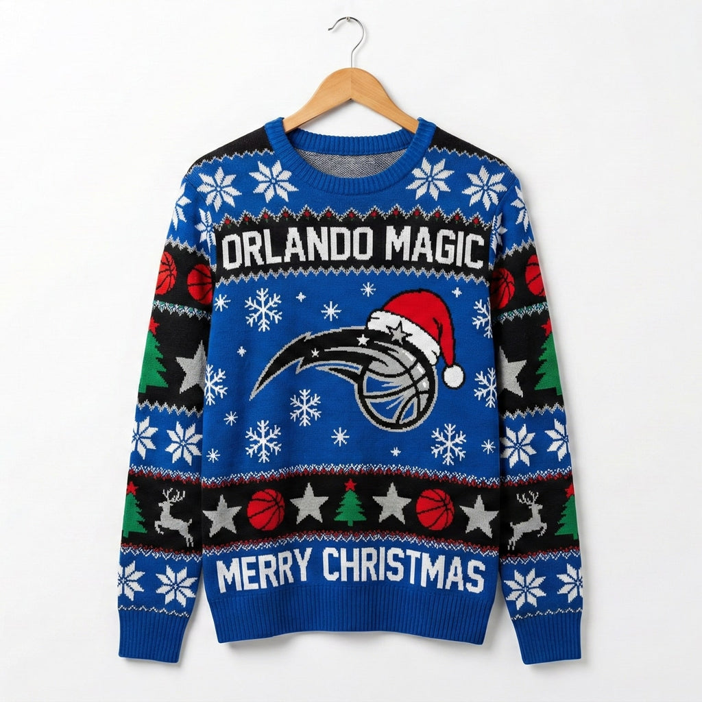 Orlando Magic Ugly Christmas Sweater – Merry Christmas Star & Deer For Real NBA Fans - LeagueLockerGear