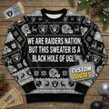 Personalized Las Vegas Raiders Ugly Christmas Sweater - Custom Quote Raider Nation Black Hole Fan Gift - LeagueLockerGear