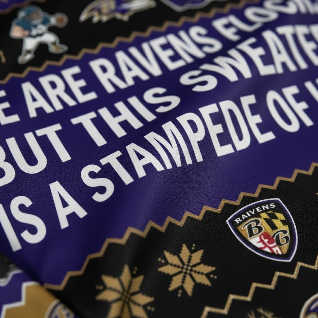 Personalized Baltimore Ravens Ugly Christmas Sweater - Custom Text Ravens Flock Purple Friday Gift - LeagueLockerGear