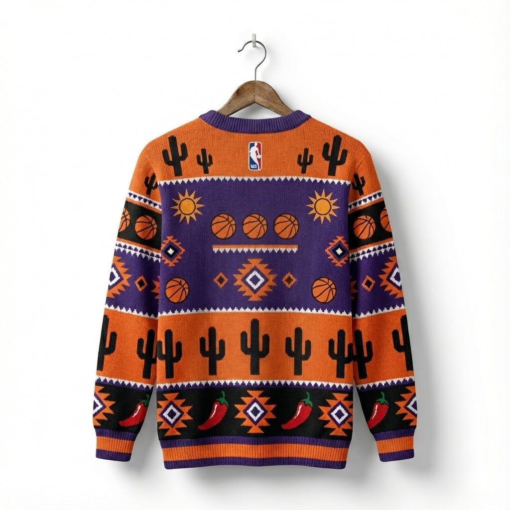Phoenix Suns Ugly Christmas Sweater – Desert Holiday Cactus Exclusive Knit Christmas NBA - LeagueLockerGear