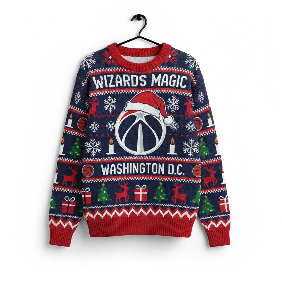 Washington Wizards Ugly Christmas Sweater – NBA Wizards Magic D.C. Holiday Knit Reindeer Fan Apparel - LeagueLockerGear
