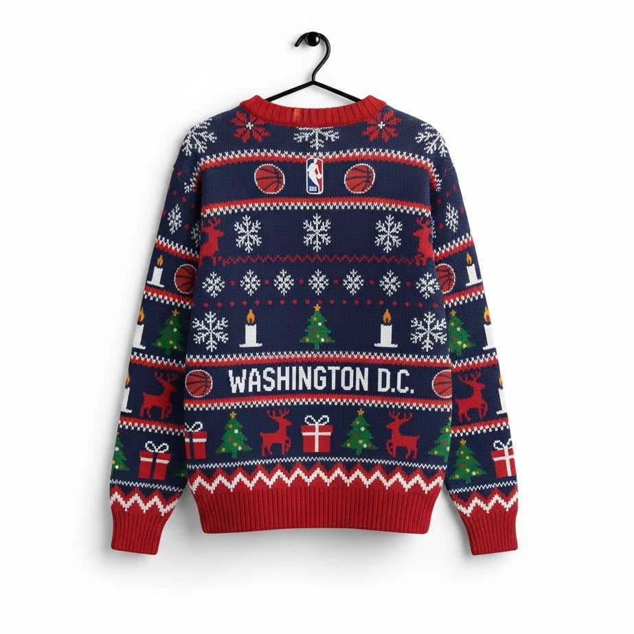 Washington Wizards Ugly Christmas Sweater – NBA Wizards Magic D.C. Holiday Knit Reindeer Fan Apparel - LeagueLockerGear