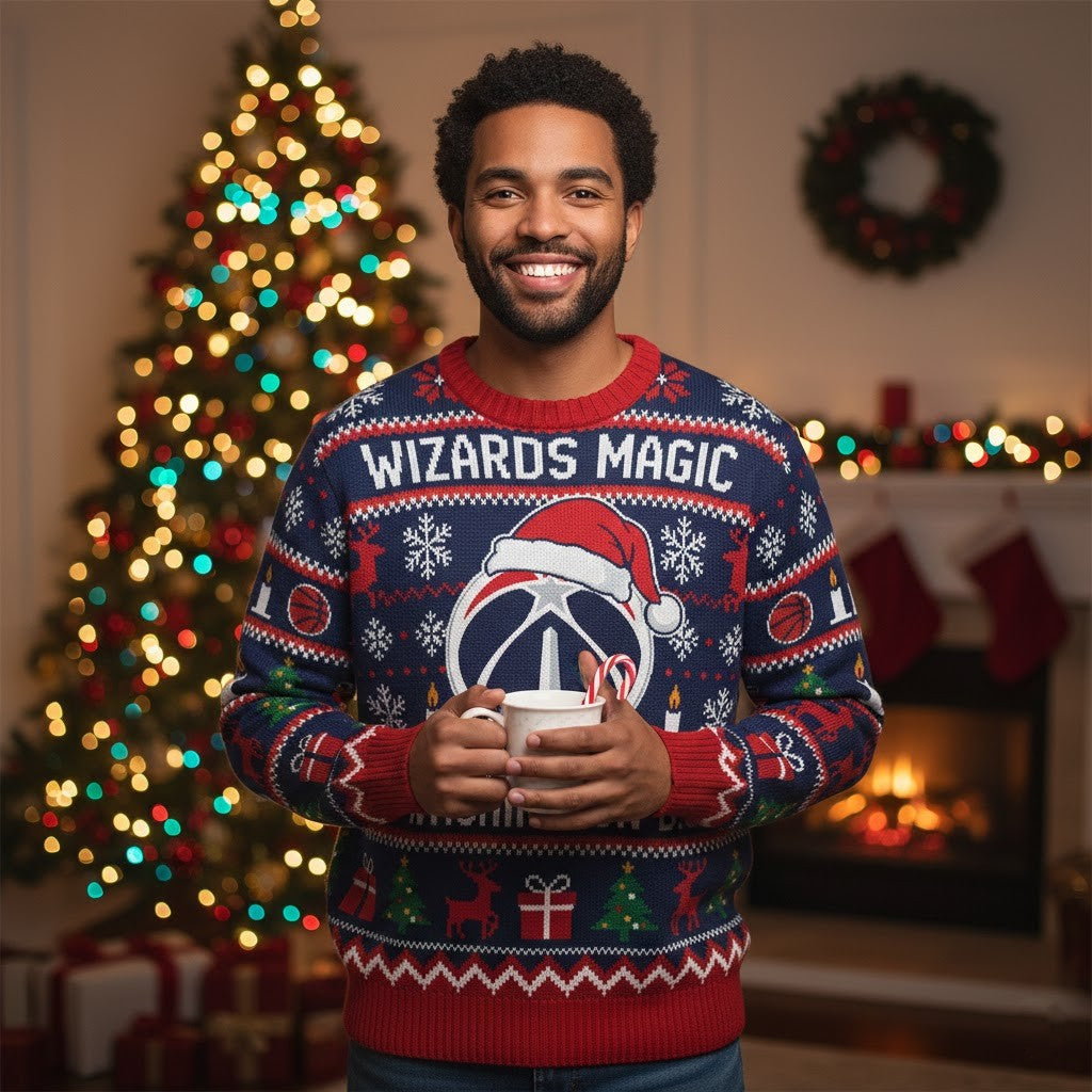Washington Wizards Ugly Christmas Sweater – NBA Wizards Magic D.C. Holiday Knit Reindeer Fan Apparel - LeagueLockerGear