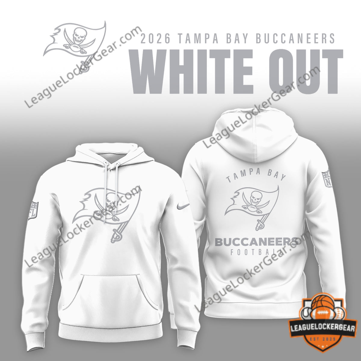 Tampa Bay Buccaneers 2026 White Out Hoodie Sweatpant Set - LeagueLockerGear