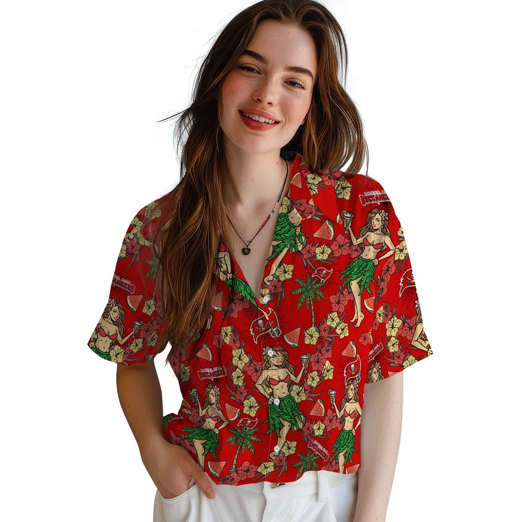 Tampa Bay Buccaneers Hawaiian Shirt - Hawaiian Girls Design | Hula Hawaiian Shirts