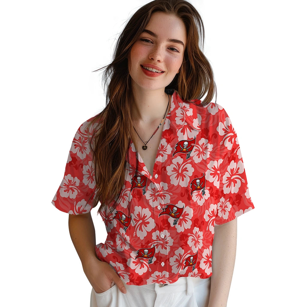 Tampa Bay Buccaneers Hawaiian Shirt - Hibiscus Cluster | Hula Hawaiian Shirts