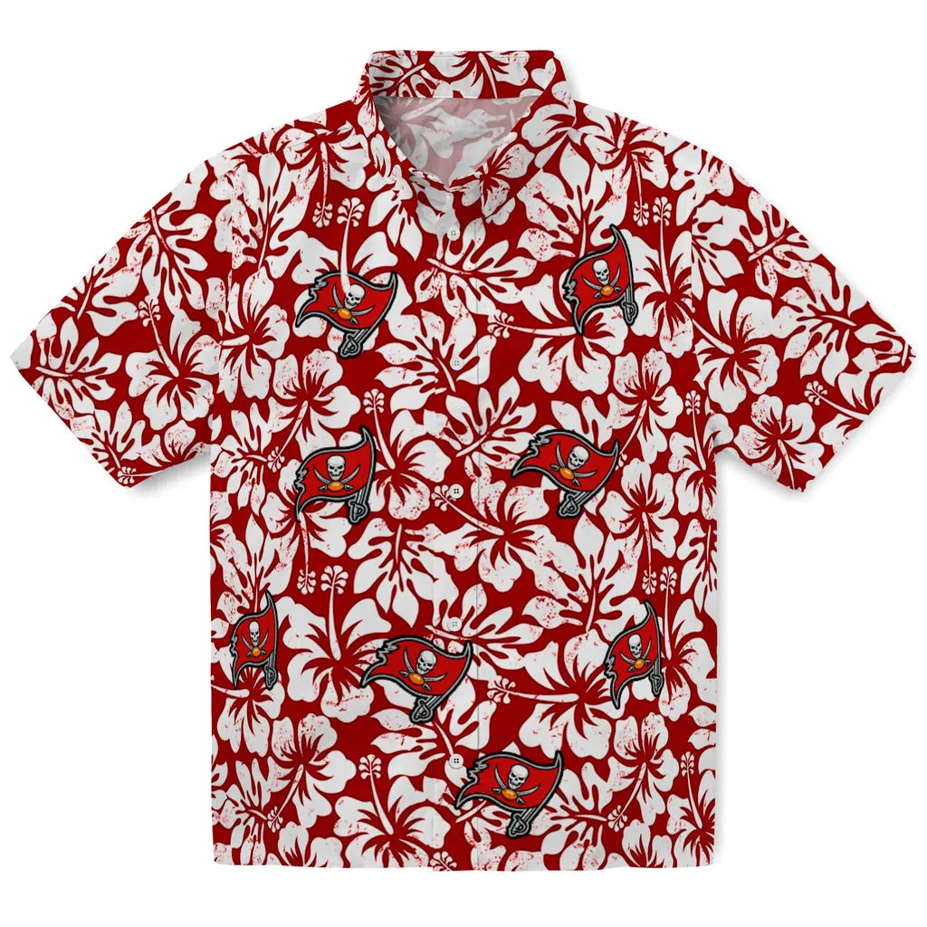 Tampa Bay Buccaneers Hawaiian Shirt - Hibiscus Motif | Hula Hawaiian Shirts