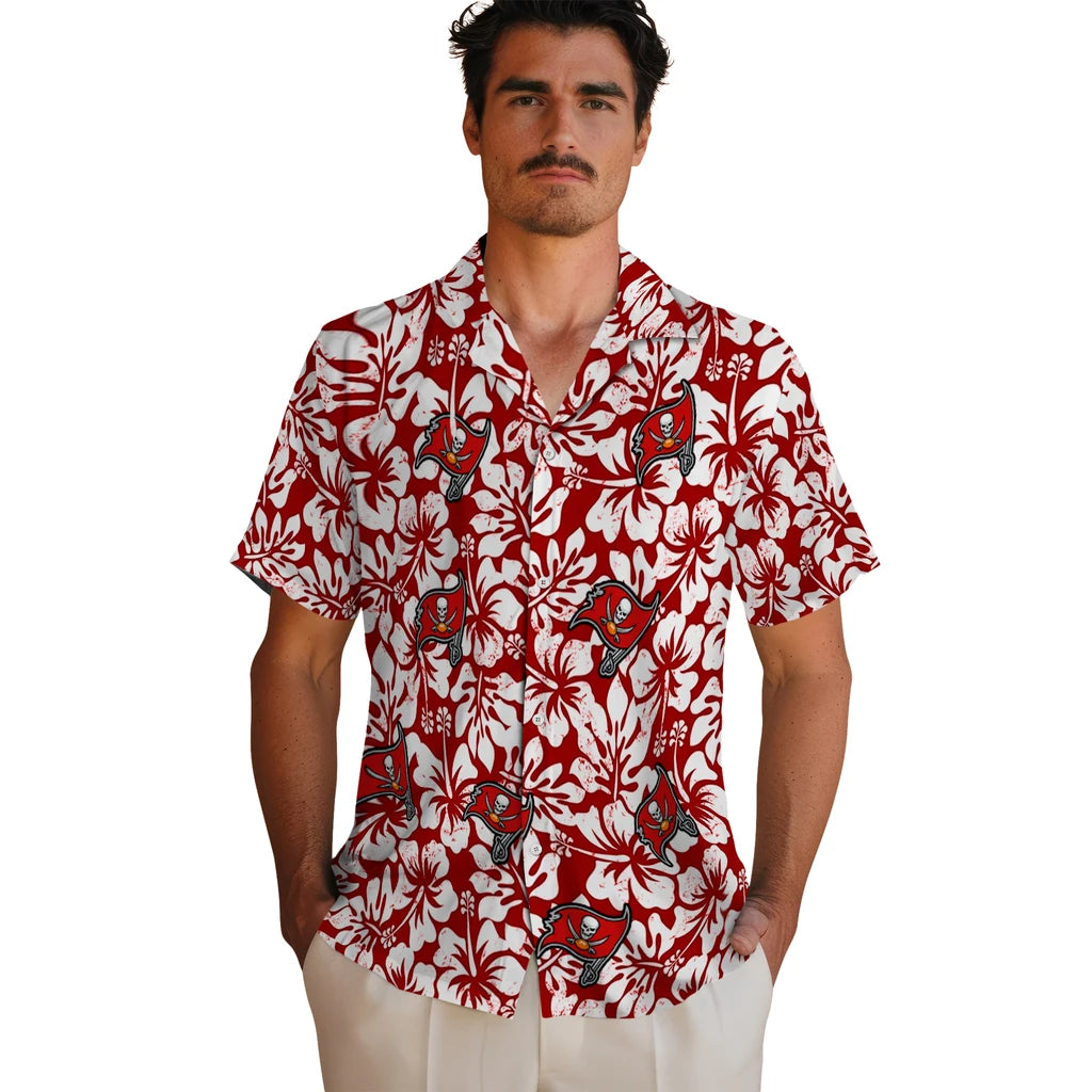 Tampa Bay Buccaneers Hawaiian Shirt - Hibiscus Motif | Hula Hawaiian Shirts