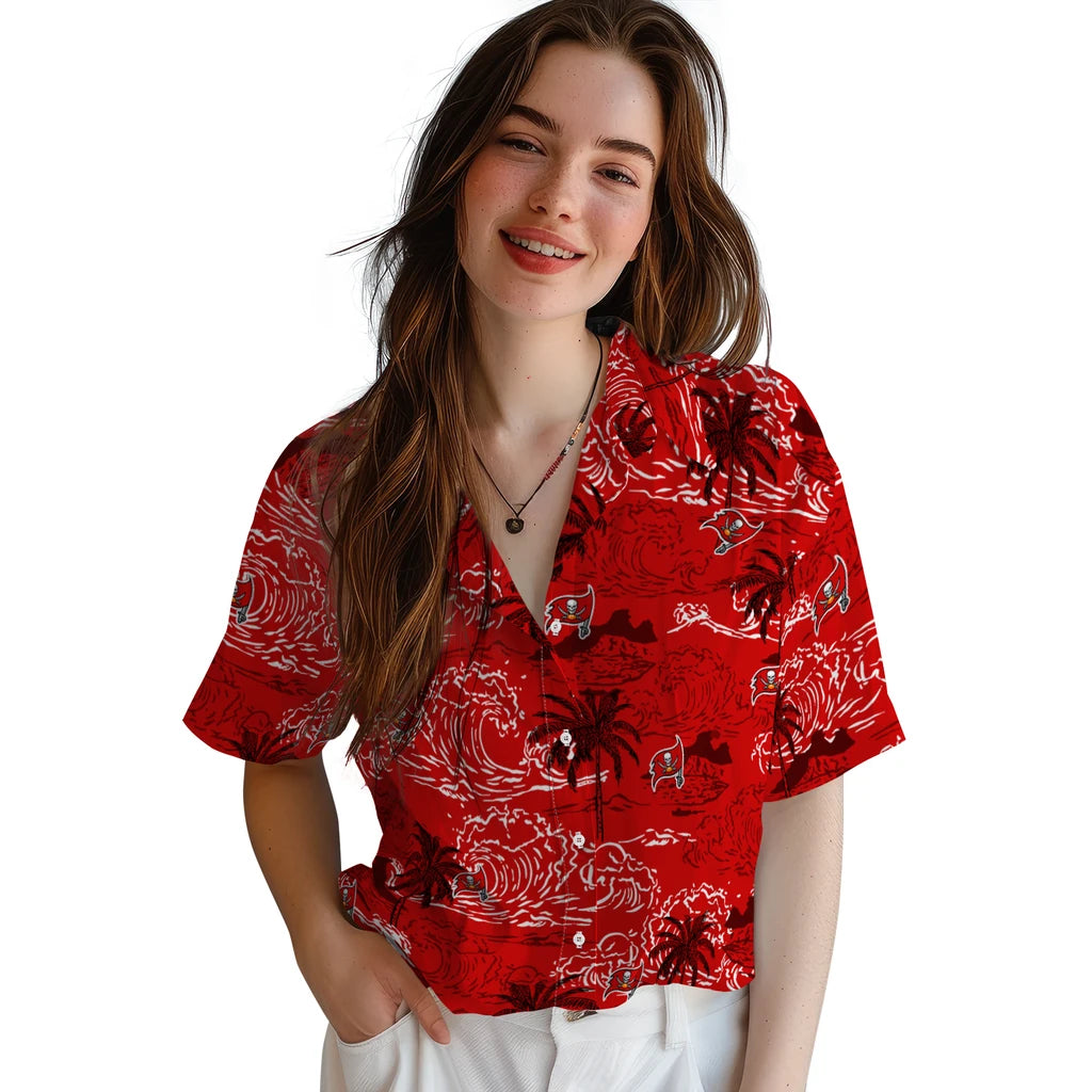 Tampa Bay Buccaneers Hawaiian Shirt - Wave Palm | Hula Hawaiian Shirts