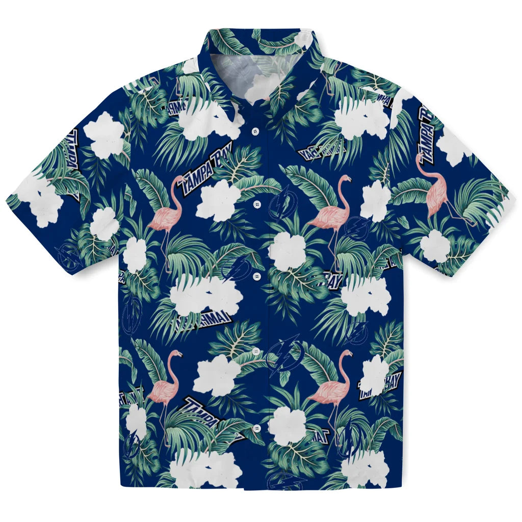 Tampa Bay Lightning Hawaiian Shirt - Flamingo and Hibiscus | Hula Hawaiian Shirts