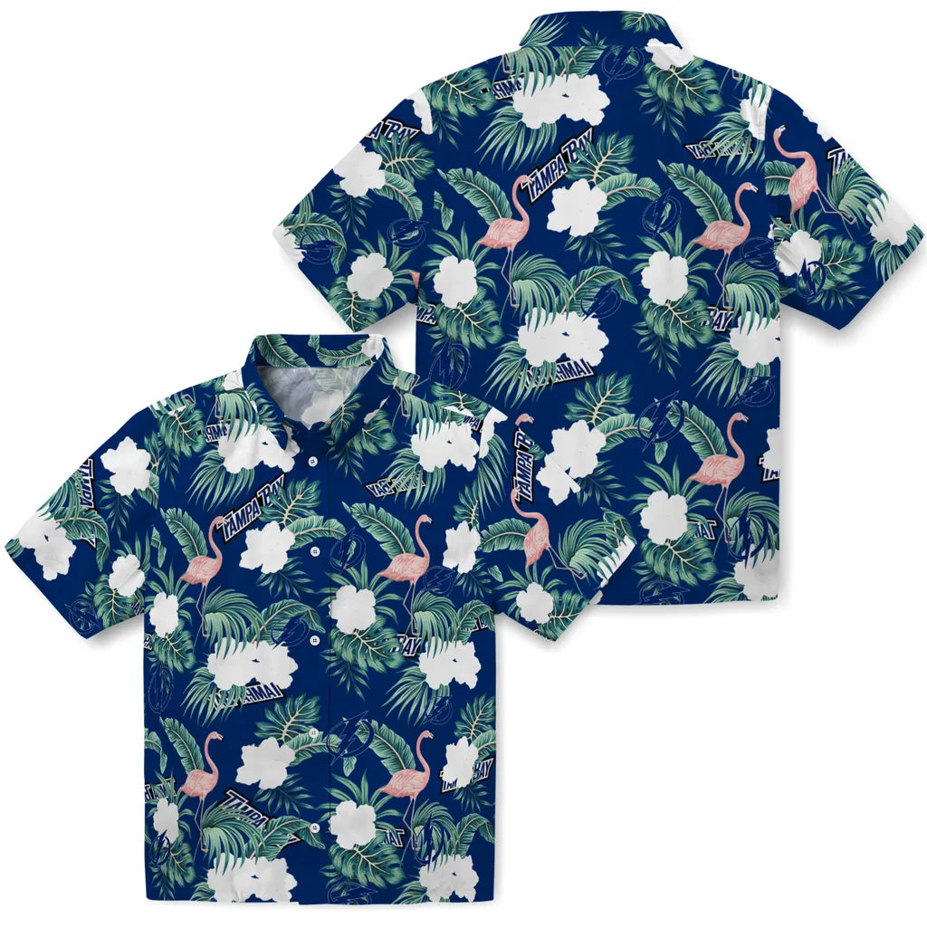 Tampa Bay Lightning Hawaiian Shirt - Flamingo and Hibiscus | Hula Hawaiian Shirts