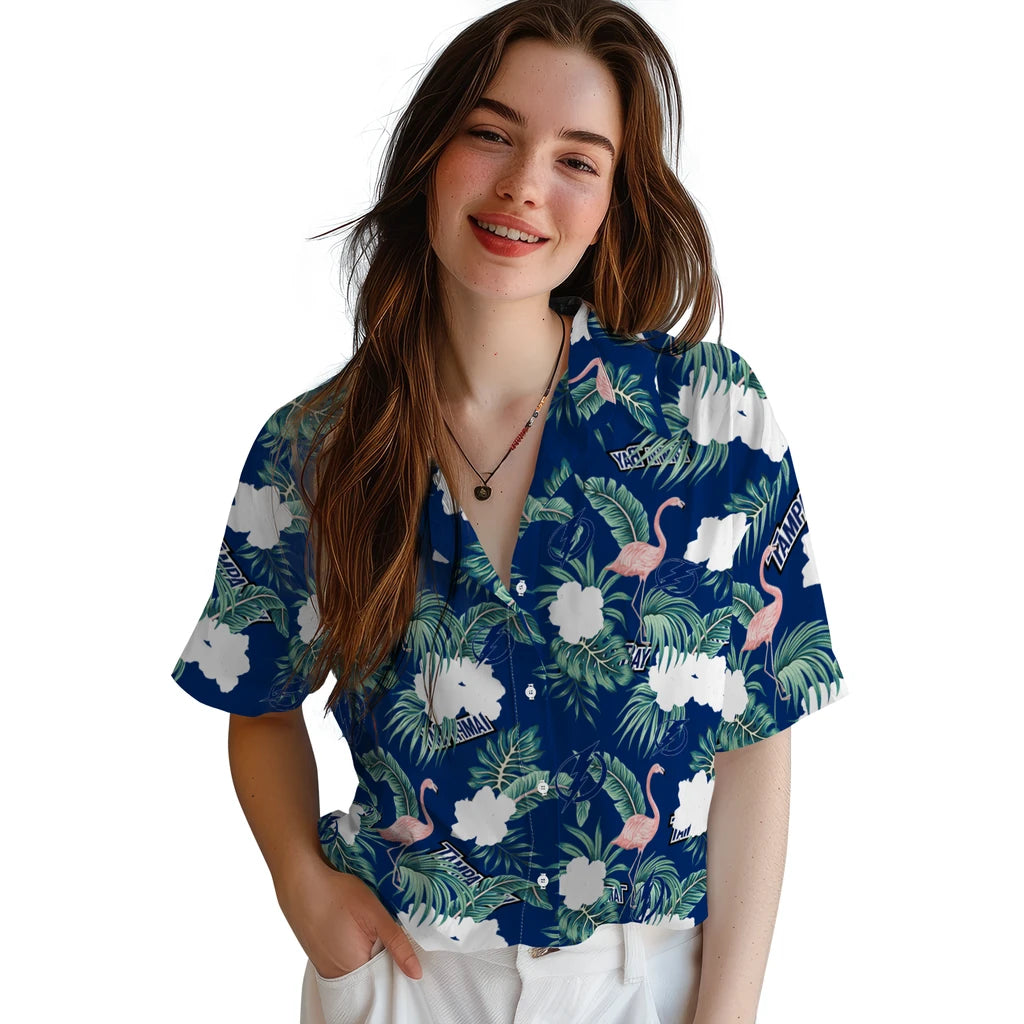 Tampa Bay Lightning Hawaiian Shirt - Flamingo and Hibiscus | Hula Hawaiian Shirts