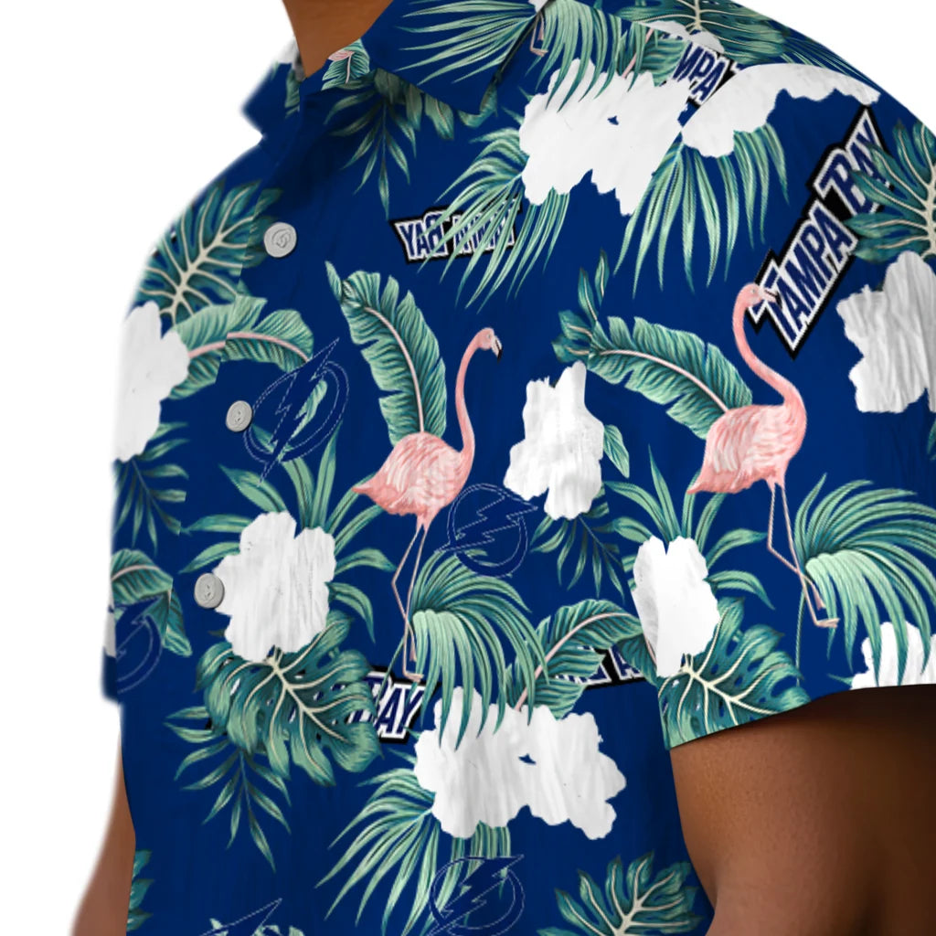 Tampa Bay Lightning Hawaiian Shirt - Flamingo and Hibiscus | Hula Hawaiian Shirts