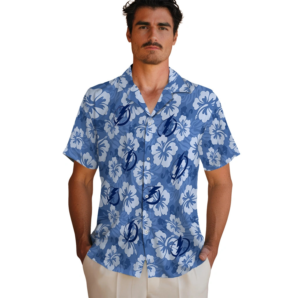 Tampa Bay Lightning Hawaiian Shirt - Hibiscus Cluster | Hula Hawaiian Shirts