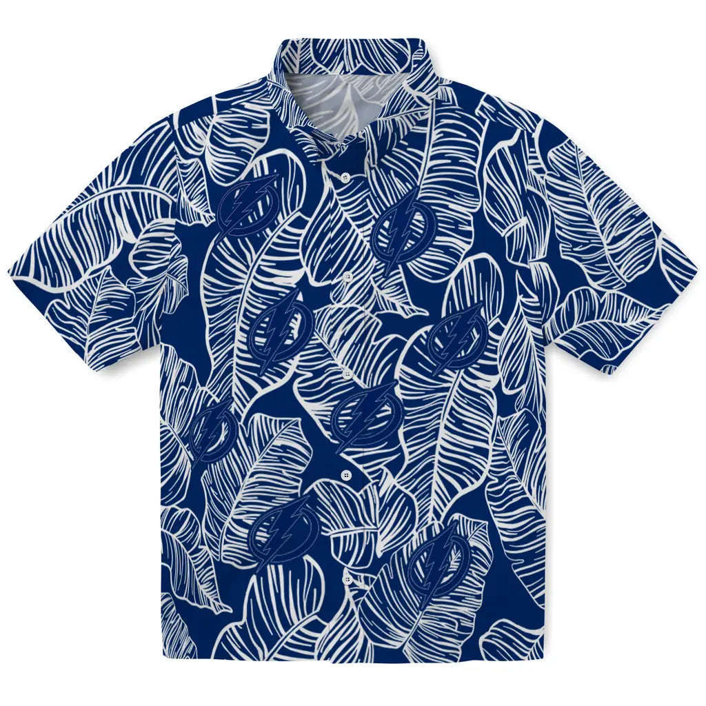 Tampa Bay Lightning Hawaiian Shirt - Leaf Outline | Hula Hawaiian Shirts