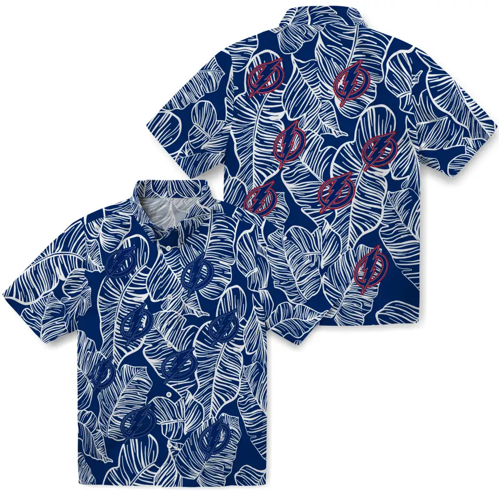 Tampa Bay Lightning Hawaiian Shirt - Leaf Outline | Hula Hawaiian Shirts