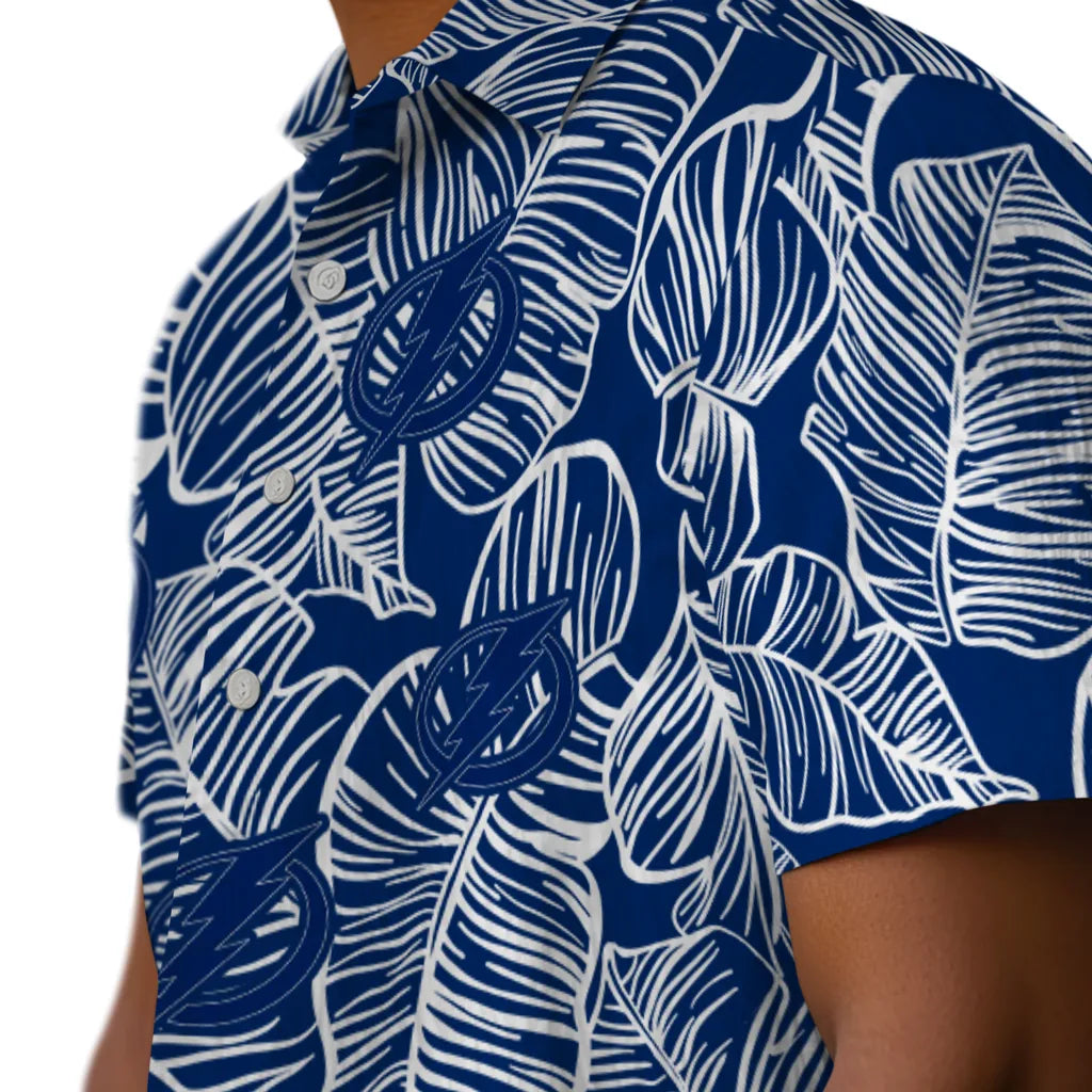 Tampa Bay Lightning Hawaiian Shirt - Leaf Outline | Hula Hawaiian Shirts
