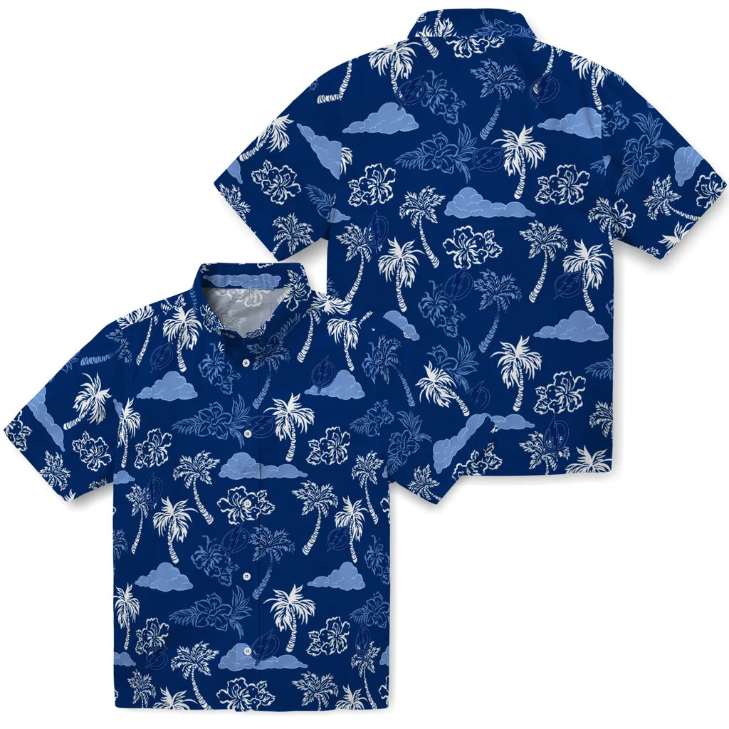 Tampa Bay Lightning Hawaiian Shirt - Palm And Clouds | Hula Hawaiian Shirts