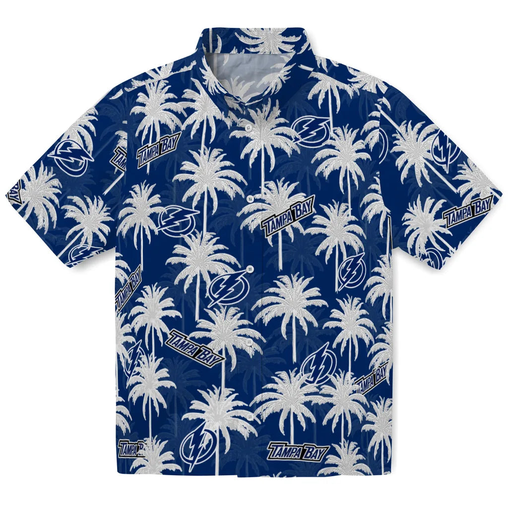 Tampa Bay Lightning Hawaiian Shirt - Palm Tree Motif | Hula Hawaiian Shirts