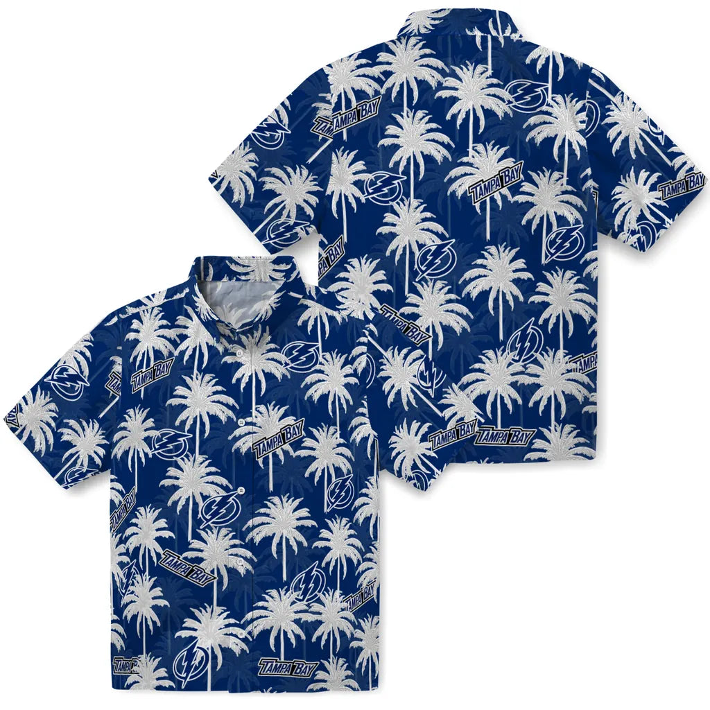 Tampa Bay Lightning Hawaiian Shirt - Palm Tree Motif | Hula Hawaiian Shirts