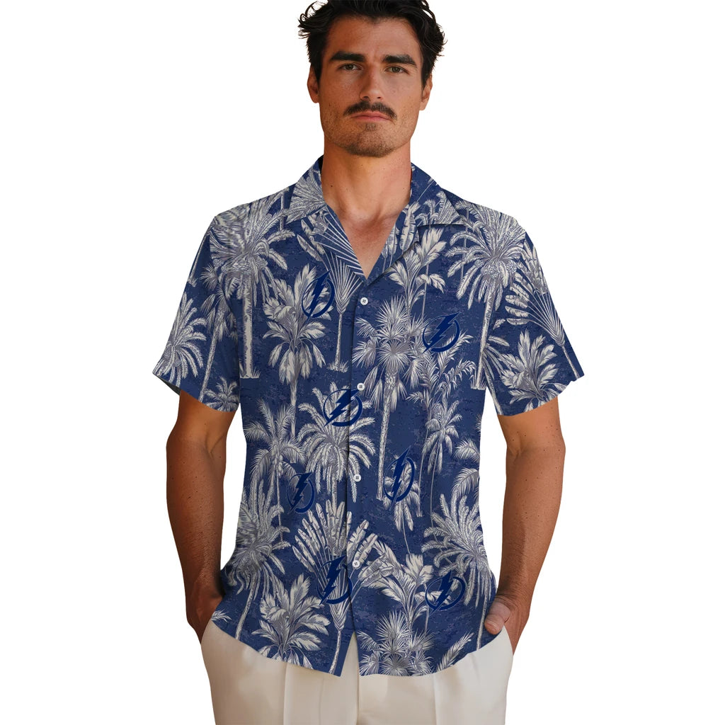 Tampa Bay Lightning Hawaiian Shirt - Vintage Palm Tree | Hula Hawaiian Shirts