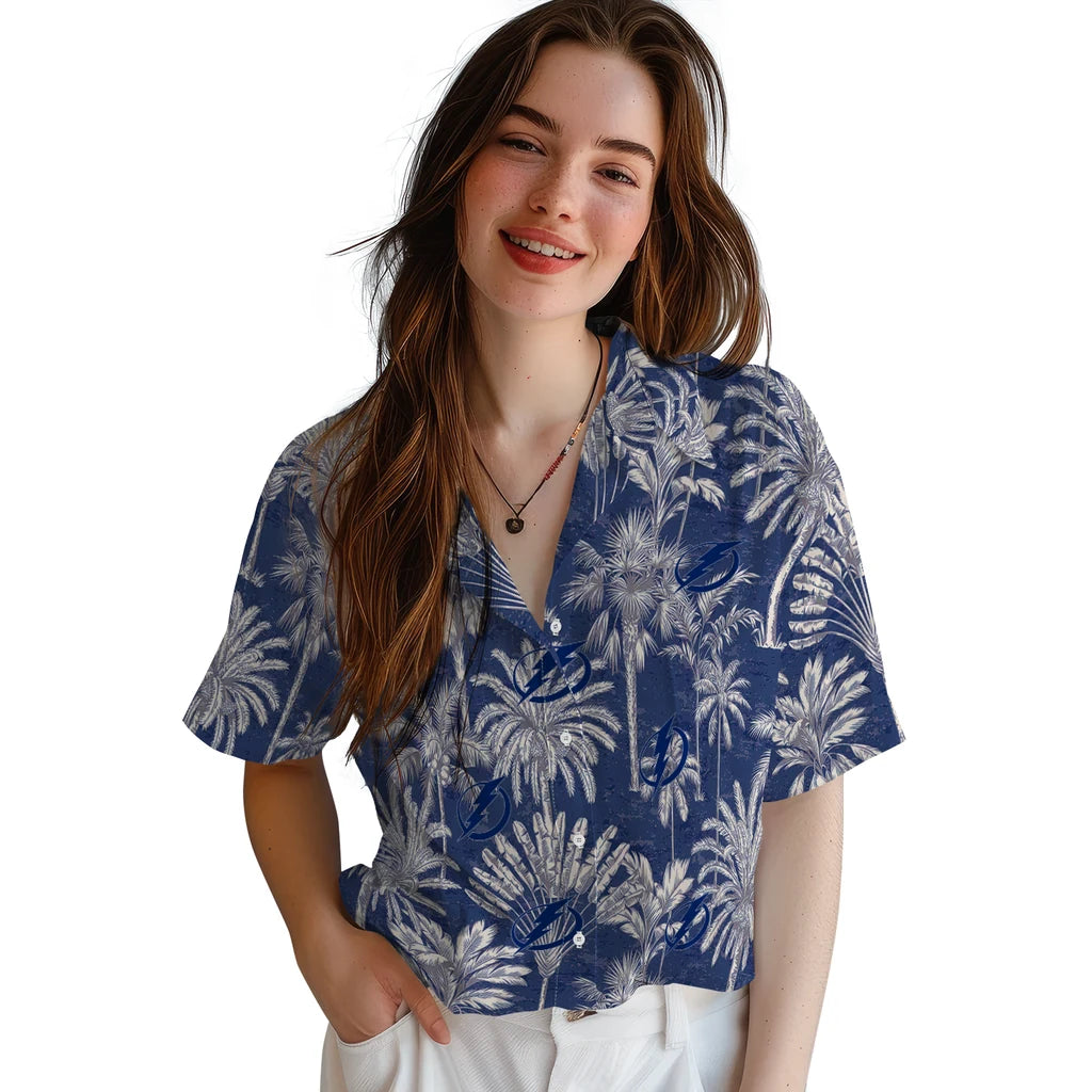 Tampa Bay Lightning Hawaiian Shirt - Vintage Palm Tree | Hula Hawaiian Shirts