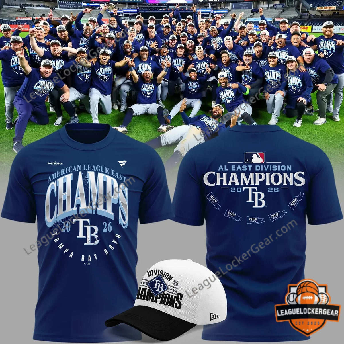 Rays 2026 AL East Champions T-Shirt & Cap