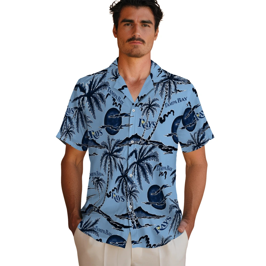 Tampa Bay Rays Hawaiian Shirt - Palm Sunset | Hula Hawaiian Shirts