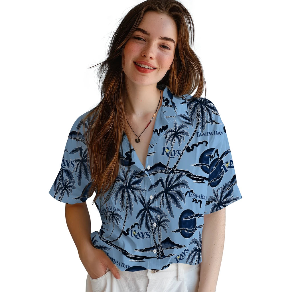 Tampa Bay Rays Hawaiian Shirt - Palm Sunset | Hula Hawaiian Shirts