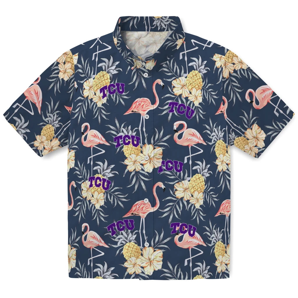 TCU Horned Frogs Hawaiian Shirt - Flamingo Hibiscus | Hula Hawaiian Shirts