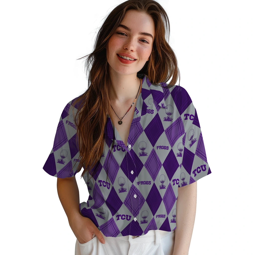 TCU Horned Frogs Hawaiian Shirt - Golfing Plaid | Hula Hawaiian Shirts